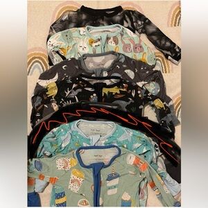 5 Little Sleepies 3-6 zippy bundle plus bonus tie dye footie (6 total)